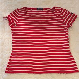 Saint James Red and White Striped Short Sleeve Tee